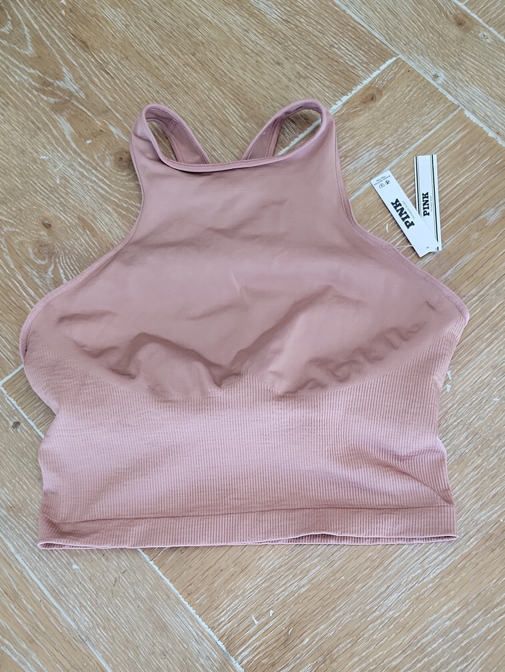 PINK Victoria' Secret Coppet Seamless Halter Tank Bra Crisscross Back Small NWT